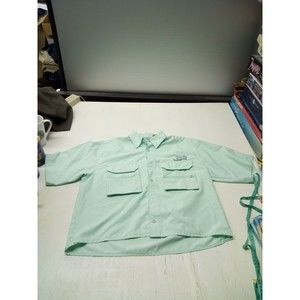 TROPHY WEAR MENS VENTED SHORT SLEEVE FISHING SHIRT Light Blue Size Medium